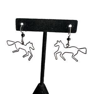 Wire horse cut out equestrian rodeo dangle drop earrings